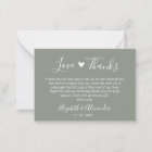 Elegant Heart Script Sage Green Wedding Thank You