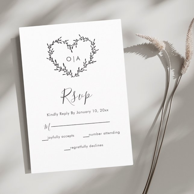 Elegant Heart Script Wedding RSVP Card (Creator Uploaded)