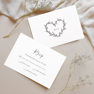 Elegant Heart Script Wedding RSVP Card