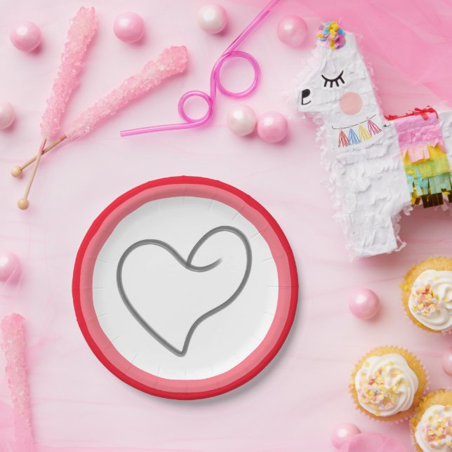 Elegant Heart Shape Design Paper Plate (Party)
