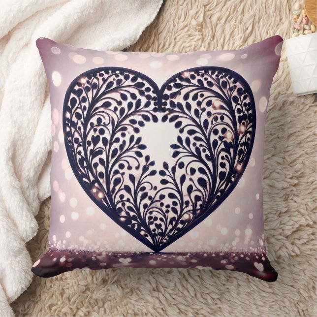Elegant Heart Silhouette Cushion (Blanket)