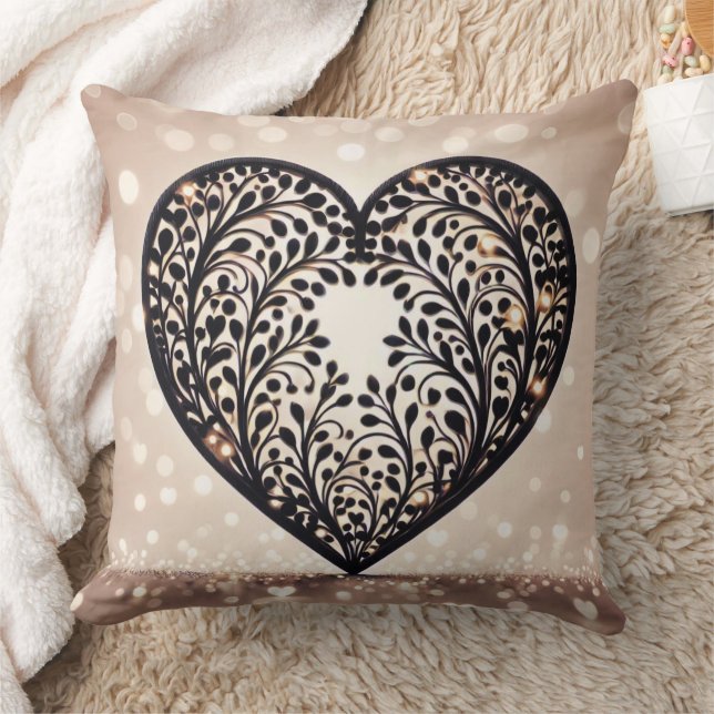 Elegant Heart Silhouette Cushion (Blanket)
