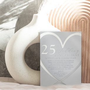 Elegant Heart  Silver 25 th Wedding Anniversary 