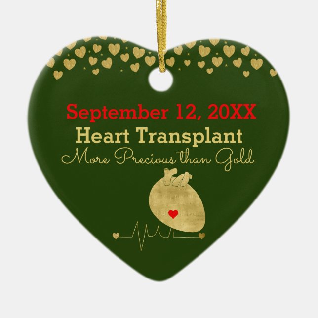 Elegant Heart Transplant Customisable  Ceramic Ornament (Front)