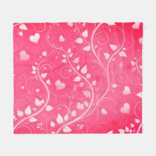 Elegant Heart Vines: Romantic Floral Design Fleece Blanket