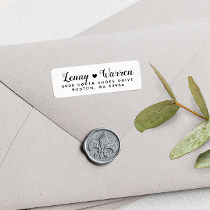 Elegant Heart Wedding Return Address Label