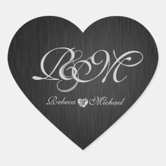 Elegant Heart Wedding Sticker with Diamond