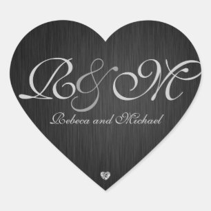Elegant Heart Wedding Sticker with Diamonds