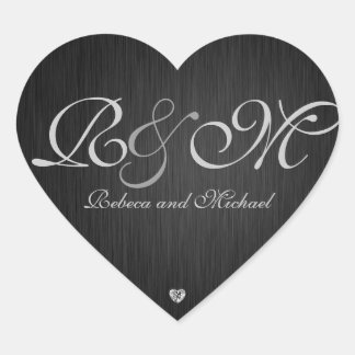 Elegant Heart Wedding Sticker with Diamonds