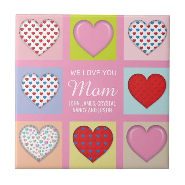 Elegant Heartful Mother’s Day Design Ceramic Tile (Front)