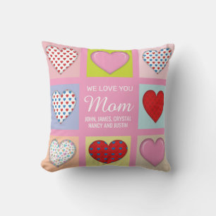 Elegant Heartful Mother’s Day Design Pillow