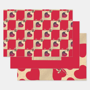 Elegant Hearts and Roses Wrapping Paper Sheet