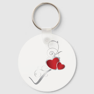 elegant hearts and silver swirls key ring