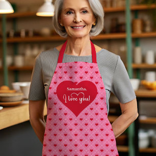 Elegant Hearts Apron for Wife Custom I Love You