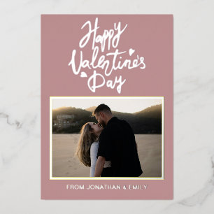 Elegant Hearts Happy Valentine's Day 1 Photo Foil Holiday Card