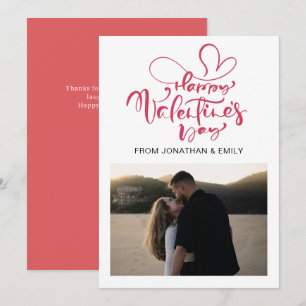 Elegant Hearts Happy Valentine's Day 1 Photo Holiday Card
