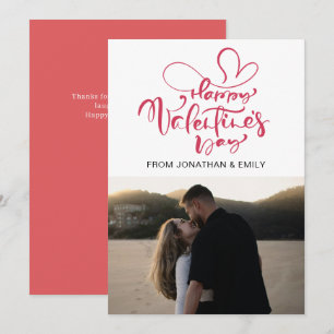 Elegant Hearts Happy Valentine's Day 1 Photo Holiday Card
