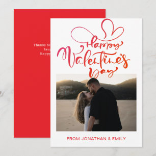 Elegant Hearts Happy Valentine's Day 1 Photo Holiday Card