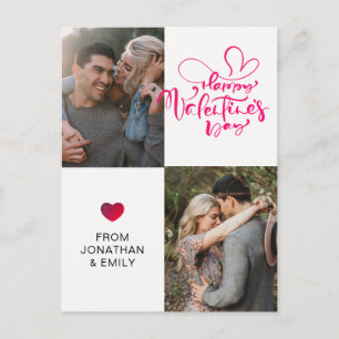 Elegant Hearts Happy Valentine's Day 2 Photo Holiday Postcard