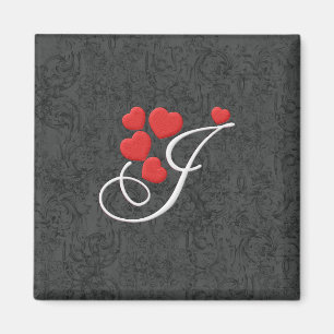 Elegant hearts letter J Magnet