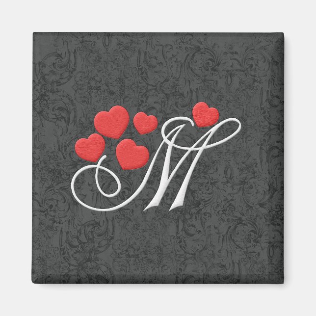 Elegant hearts letter M Magnet (Front)