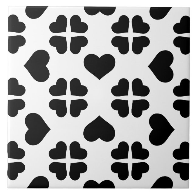 Elegant Hearts Pattern CUSTOM BACKGROUND COLOR Ceramic Tile (Front)