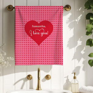 Elegant Hearts Personalized Best Valentine’s Gift  Bath Towel Set