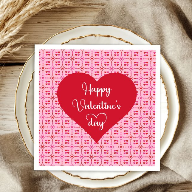 Elegant Hearts Pink Red Valentine Party Napkin Set (Elegant Hearts Pink Red Valentine Party Napkin Set)