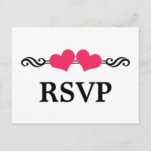Elegant Hearts RSVP Postcard, Pink Invitation Postcard