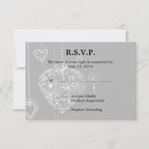 Elegant Hearts Wedding RSVP Card