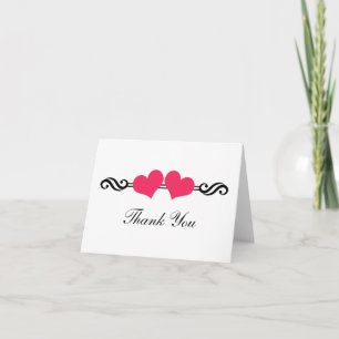 Elegant Hearts Wedding Thank You Card, Pink Card