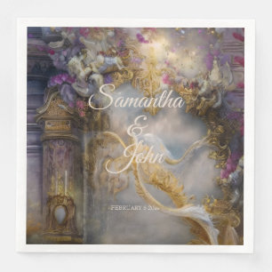 Elegant Heavenly Gold Gate, Gold Text Napkin