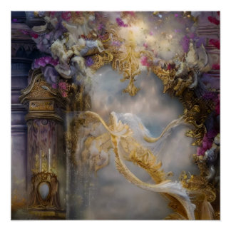 Elegant Heavenly Gold Gate, Gold Text Poster