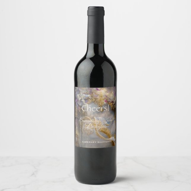 Elegant Heavenly Gold Gate, Gold Text Wine Label (Front)
