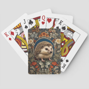Elegant Hedgehog William Morris Inspired Playing Cards