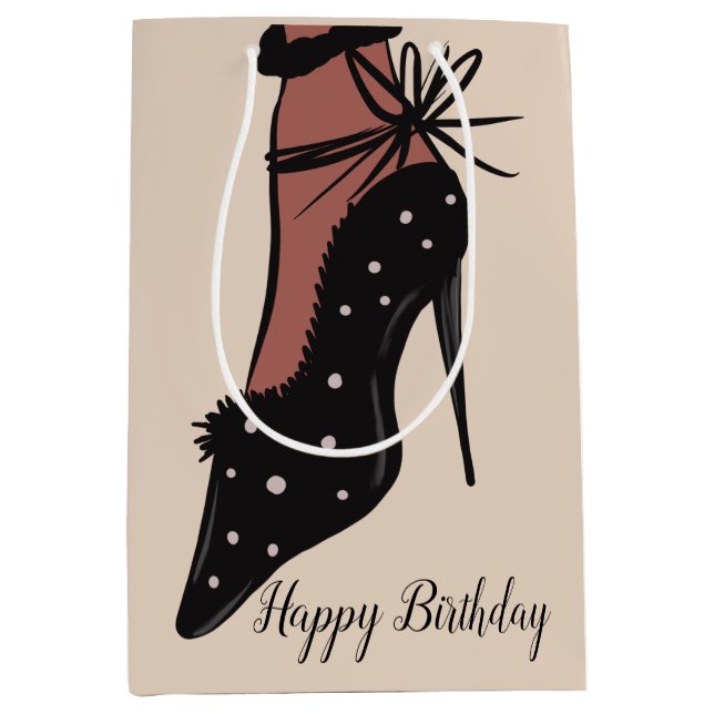  Elegant Heel Beauty Fashionista Birthday Medium Gift Bag (Front)