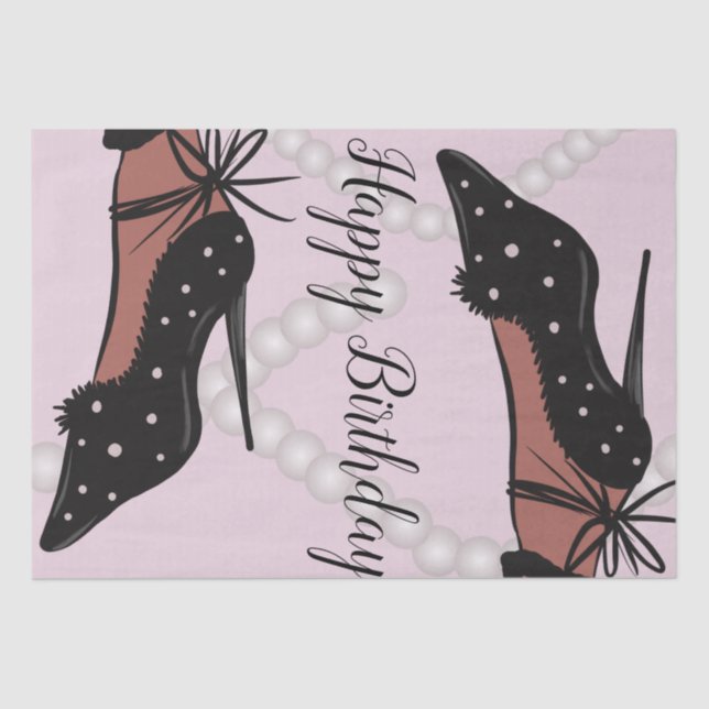  Elegant Heel Beauty Fashionista Birthday Pink Tissue Paper (Front)