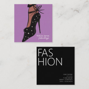 Elegant Heel Beauty Fashionista Blogger Purple Square Business Card