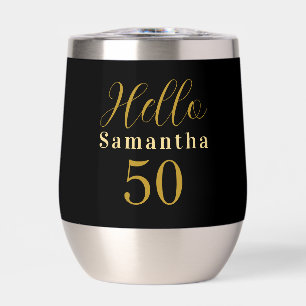 Elegant Hello 50 Black Gold 50th Birthday