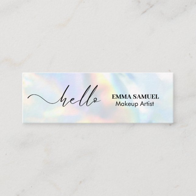 Elegant Hello Minimal Calligraphy  Mini Business Card (Front)