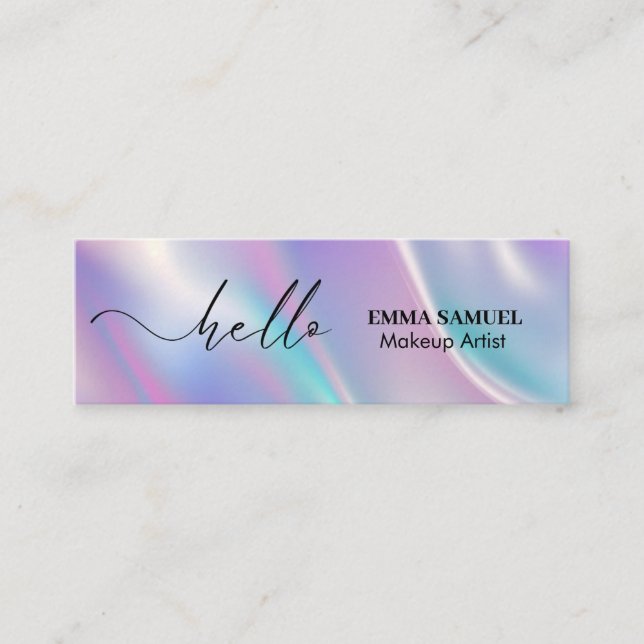 Elegant Hello Minimal Calligraphy  Mini Business Card (Front)