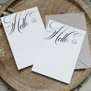 Elegant hello simple stylish personal stationery card