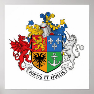 Elegant Heraldic Crest - Fortis et Fidelis Motto Poster