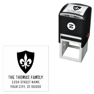Elegant Heraldic Fleur de Lis #37 Name Address Self-inking Stamp