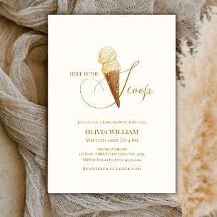 Elegant Here's The Scoop Ice Cream Baby Shower Invitation