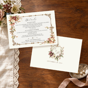 Elegant Heritage Garden Floral Reception Details Enclosure Card