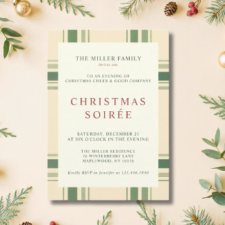 Elegant Heritage Green Plaid Christmas Party Invitation