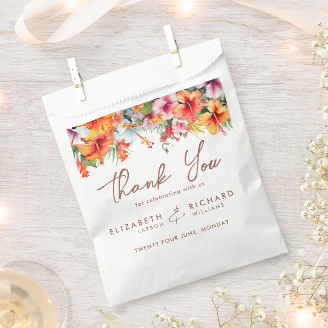 Elegant Hibiscus Flower Tropical Floral Wedding Favour Bag (Clipped)
