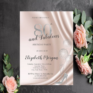 Elegant High Heels,Balloons 80th Birthday Party Invitation