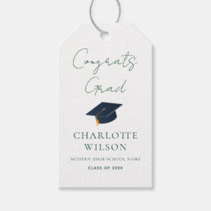 Elegant High School Name and Grad Class Milestone Gift Tags